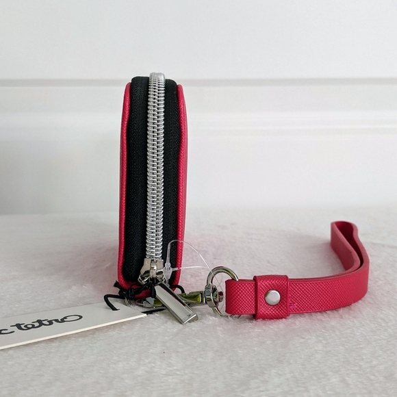 marc tetro Frenchie Print Wallet Wristlet Zip Around PVC Saffiano Red NWT - Picture 5 of 13